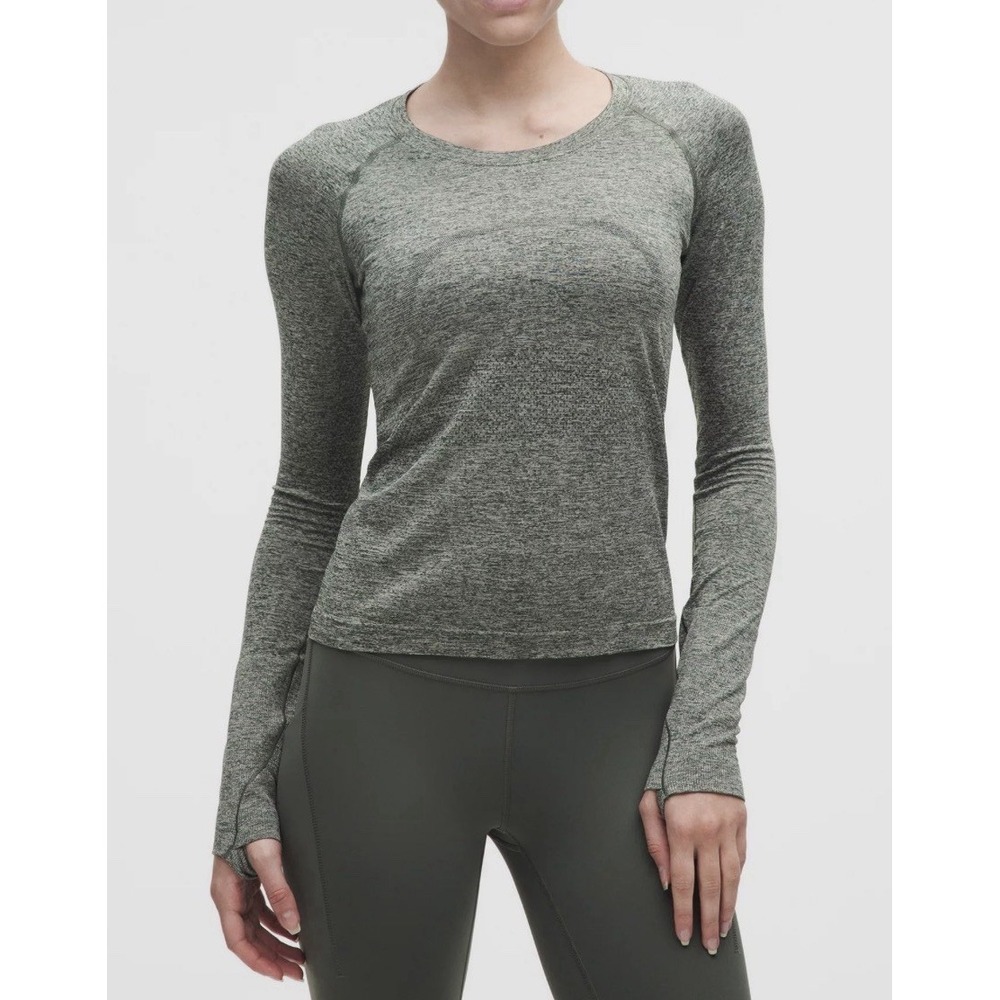 Lululemon Swiftly Tech Long Sleeve Crew Heathered Slate size 6 top A009155